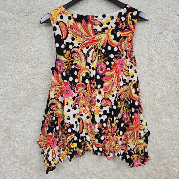 Liv by Habitat Shirt Small Colorful Floral Paisley Asymmetrical Crinkle Artsy - Picture 9 of 12